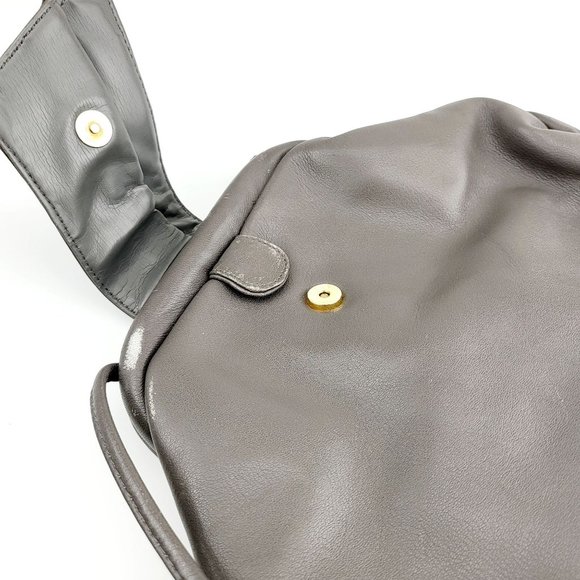 ASPECTS Grey Leather Crossbody Bag Thin Strap Basic Minimal Made in KOREA - Picture 12 of 14
